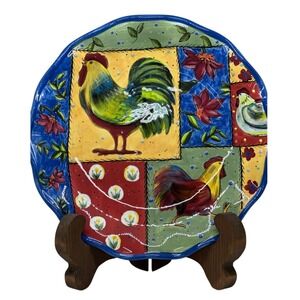 VTG Certified International 10.5" Round Serving Platter Country Collage Colorful